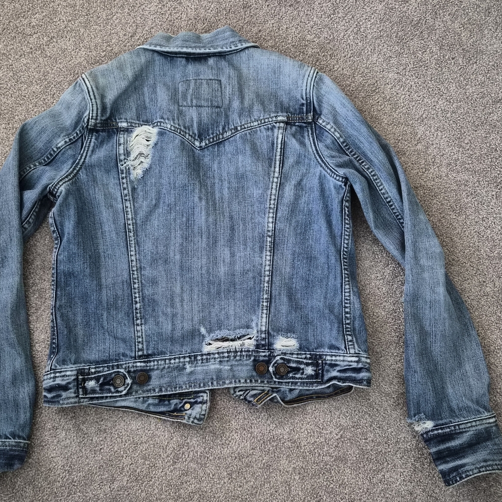 Abercrombie & Fitch Blue Distressed Denim Jacket - Picture 2 of 4